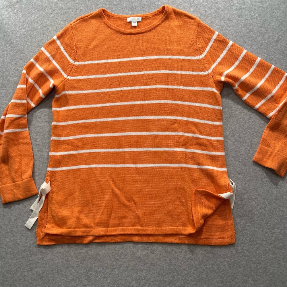 J Jill womens long sleeve sweater tunic size small orange striped